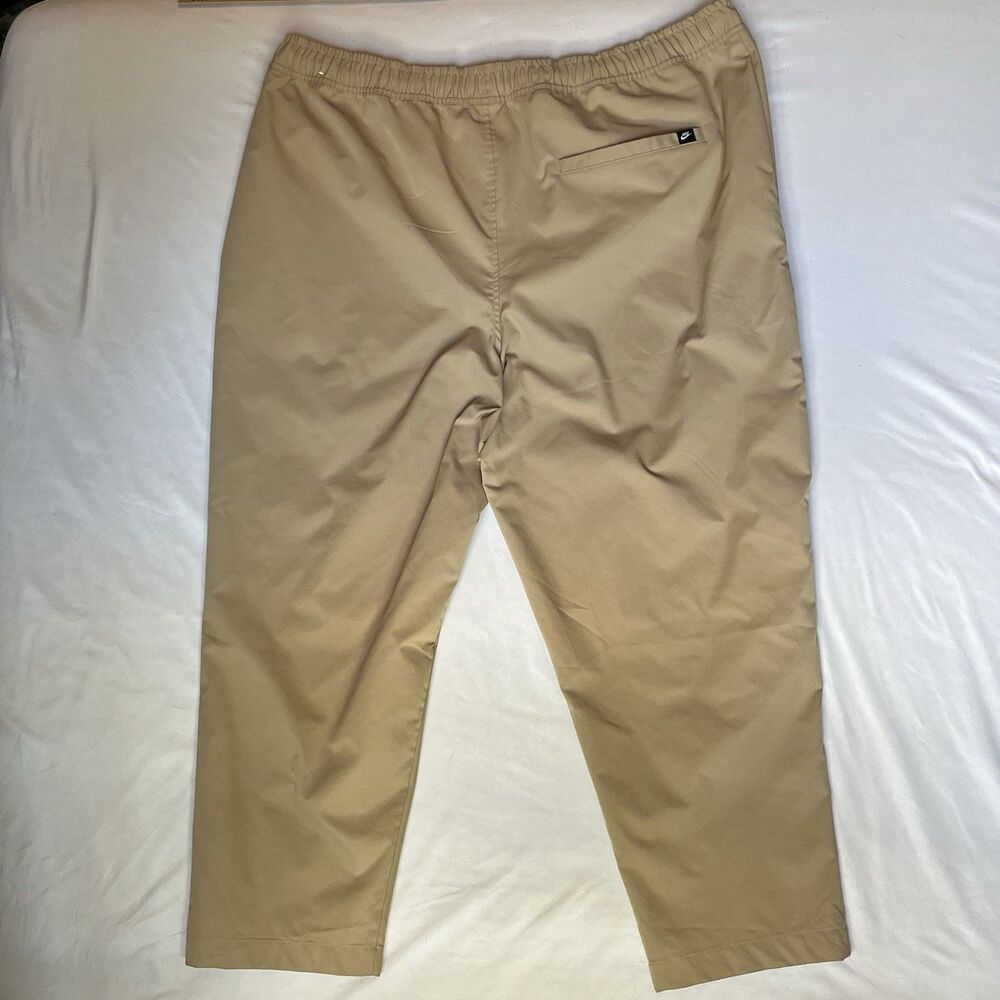 Nike Club Woven Tapered Pants Beige Wide Leg Drawstring Gym Casual Mens 3XL EUC